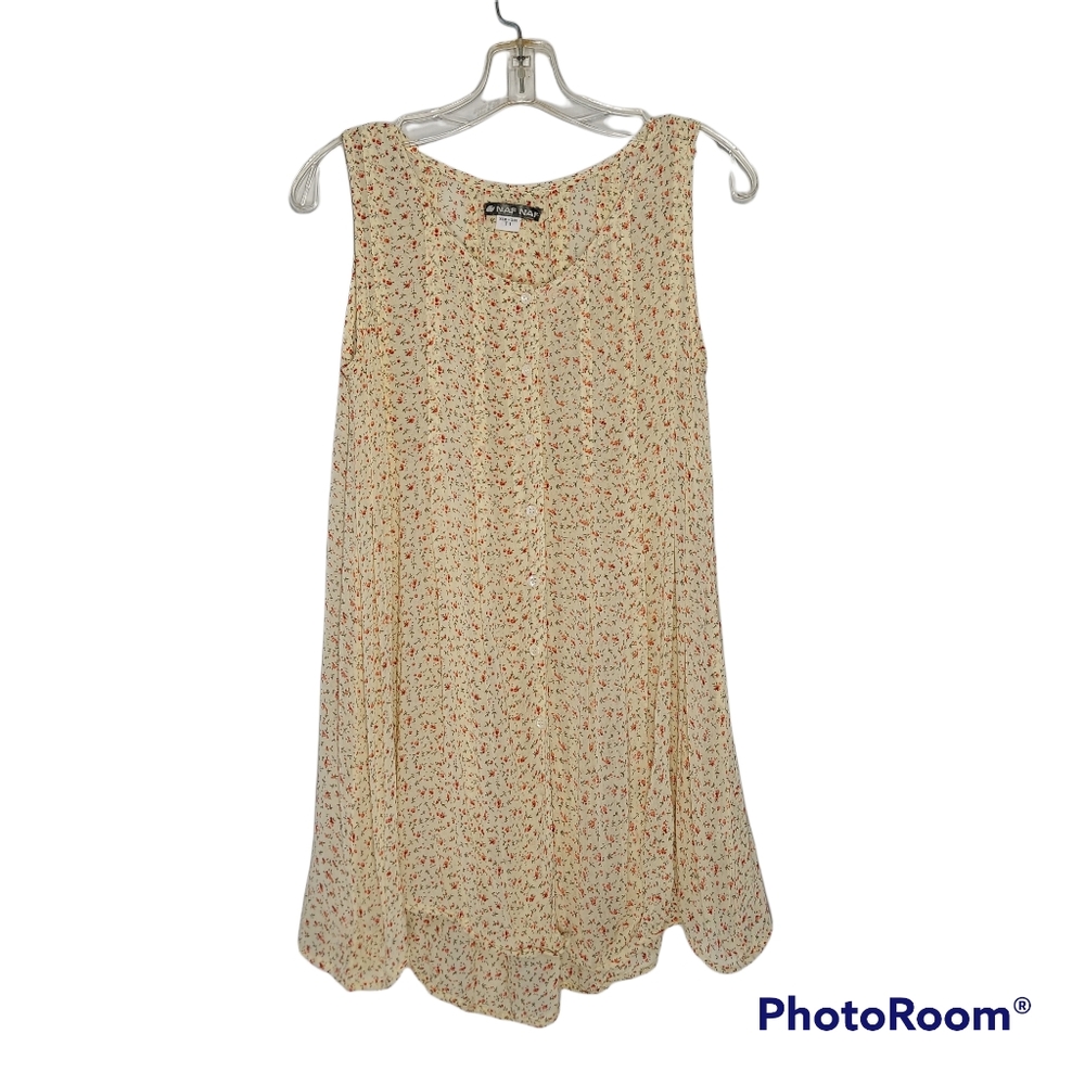 Yellow Floral Flowy Naf Naf Sleeveless Dress